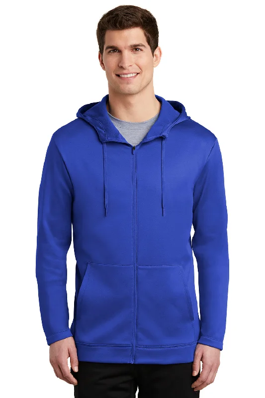 Comfy Hoodies Nike Mens Therma-Fit Moisture Wicking Fleece Full Zip Hooded Sweatshirt Hoodie w/ Pockets - Game Royal Blue