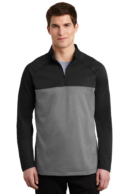 Stylish Polos Nike Mens Therma-Fit Moisture Wicking Fleece 1/4 Zip Sweatshirt - Black/Heather Grey - Closeout