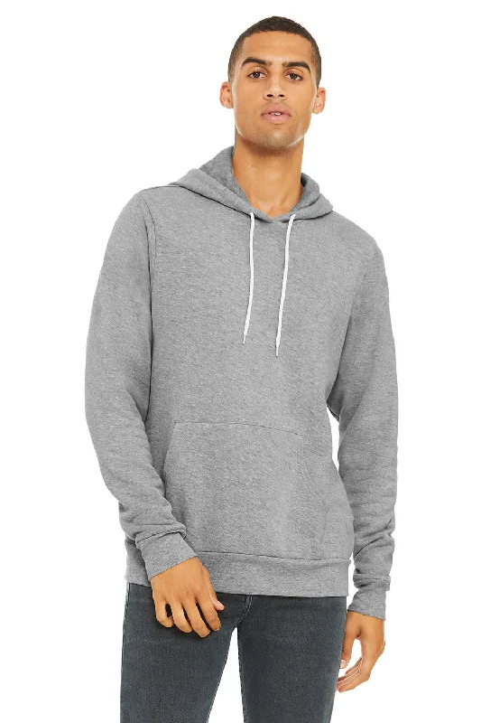 Cool Streetwear Bella + Canvas Mens Sponge Fleece Hooded Sweatshirt Hoodie w/ Pouch Pocket - Heather Grey