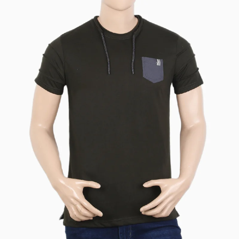 Sporty Look Men's Half Sleeves T-Shirt - Olive Green