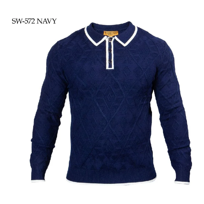 Athletic Gear Prestige Navy White Polo Sweater SW-572-NAVY