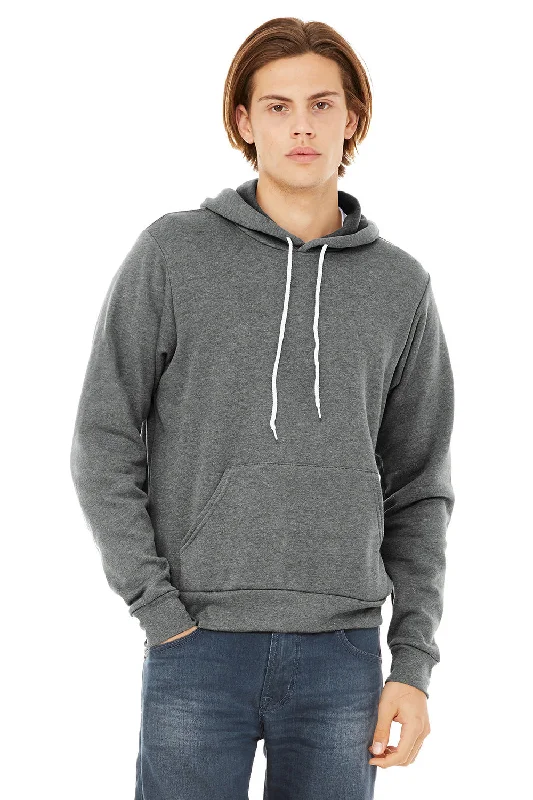 Outdoor Clothing Bella + Canvas Mens Sponge Fleece Hooded Sweatshirt Hoodie w/ Pouch Pocket - Heather Deep Grey