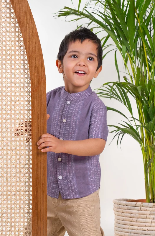 Cozy Essentials Boy Self Kantha Shirt - Purple