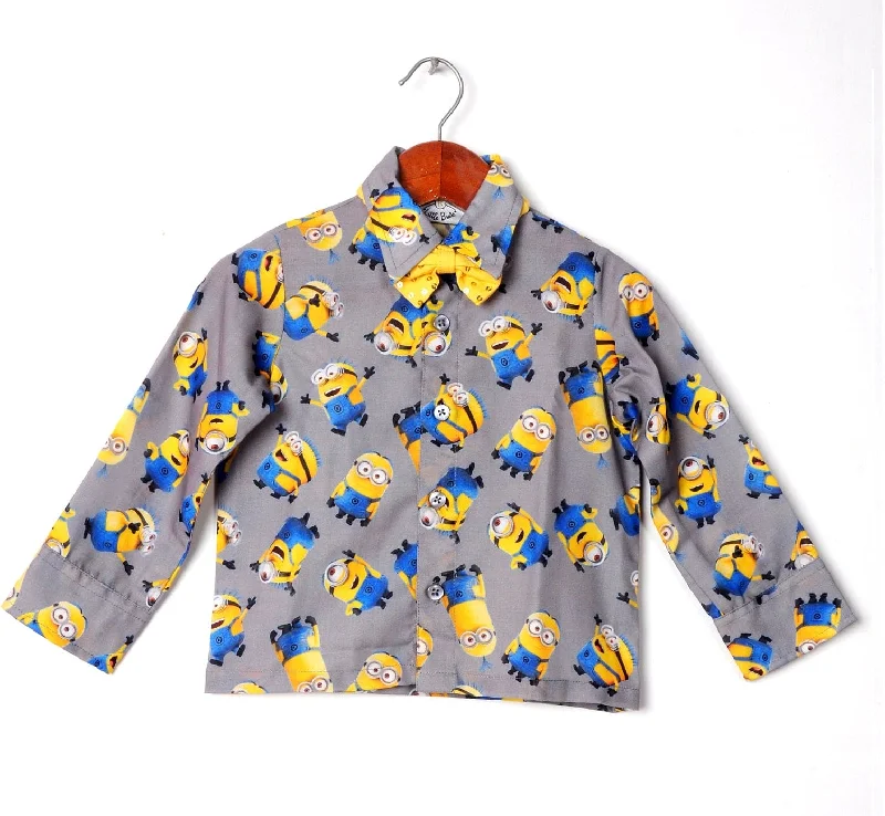 Cool Streetwear Pre-Order: Minion Printed Shirt with Bow Tie