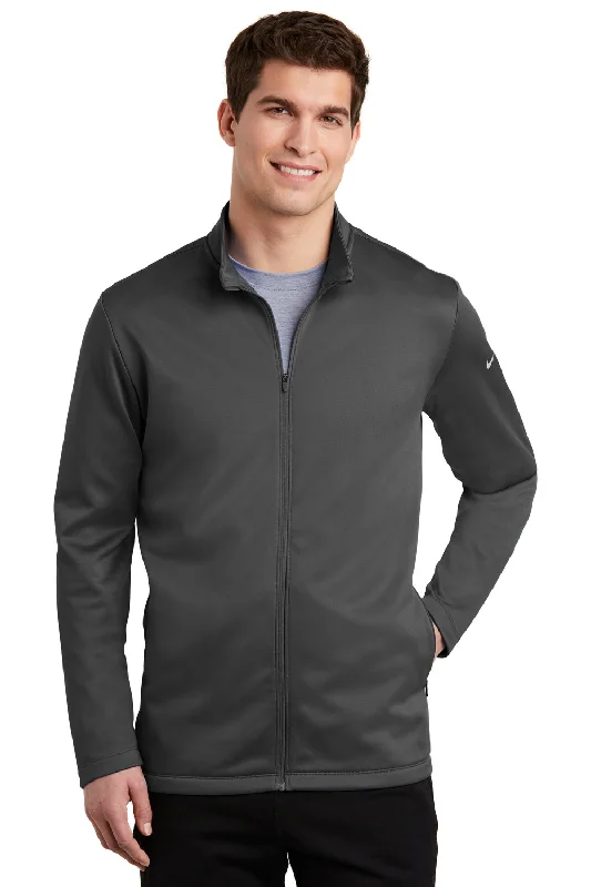 Versatile Knitwear Nike Mens Therma-Fit Moisture Wicking Fleece Full Zip Sweatshirt w/ Pockets - Anthracite Grey - Closeout