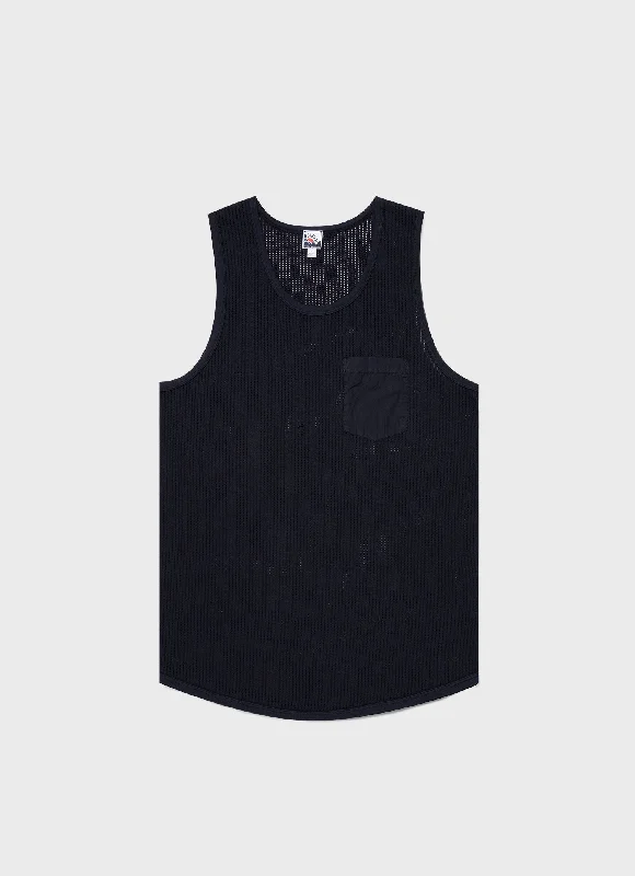 Active Gear Men's Sunspel x Nigel Cabourn Mesh Vest in Navy