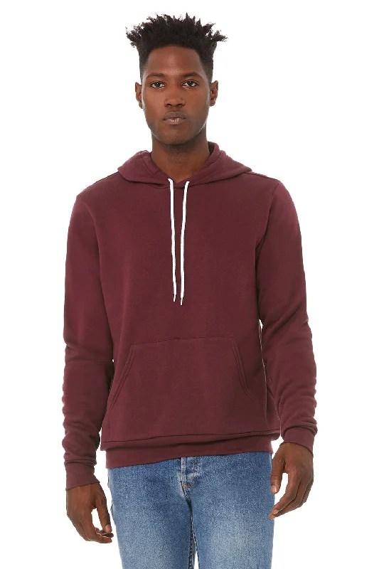 Relaxed Wearables Bella + Canvas Mens Sponge Fleece Hooded Sweatshirt Hoodie w/ Pouch Pocket - Maroon