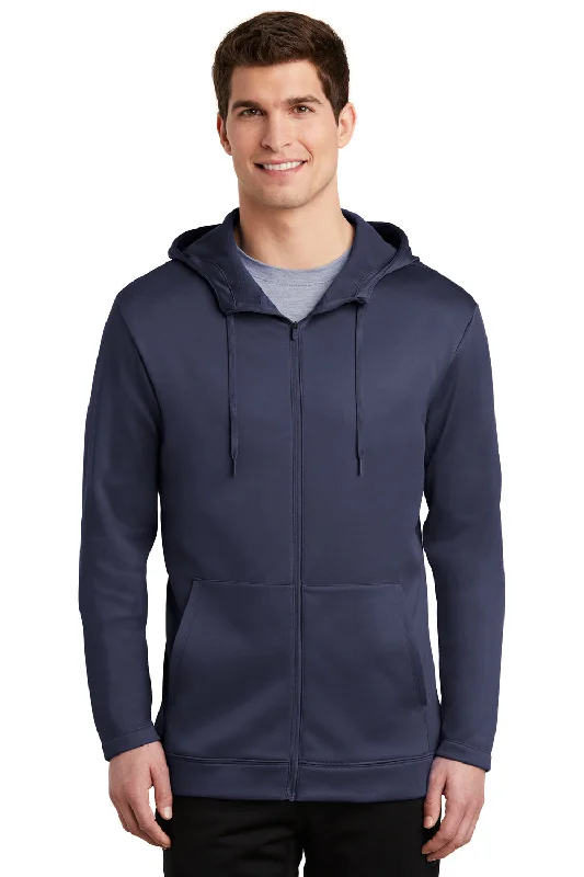 Cozy Pants Nike Mens Therma-Fit Moisture Wicking Fleece Full Zip Hooded Sweatshirt Hoodie w/ Pockets - Midnight Navy Blue