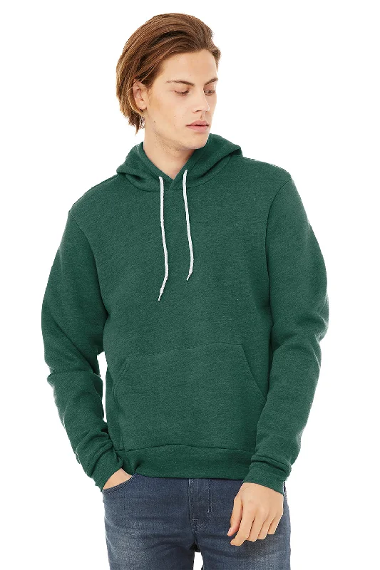 Everyday Jackets Bella + Canvas Mens Sponge Fleece Hooded Sweatshirt Hoodie w/ Pouch Pocket - Heather Forest Green