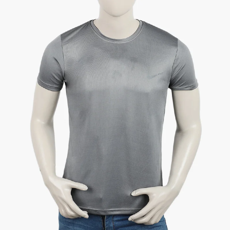 Casual Wear Men's Half Sleeves Round Neck T-Shirt - Dark Grey