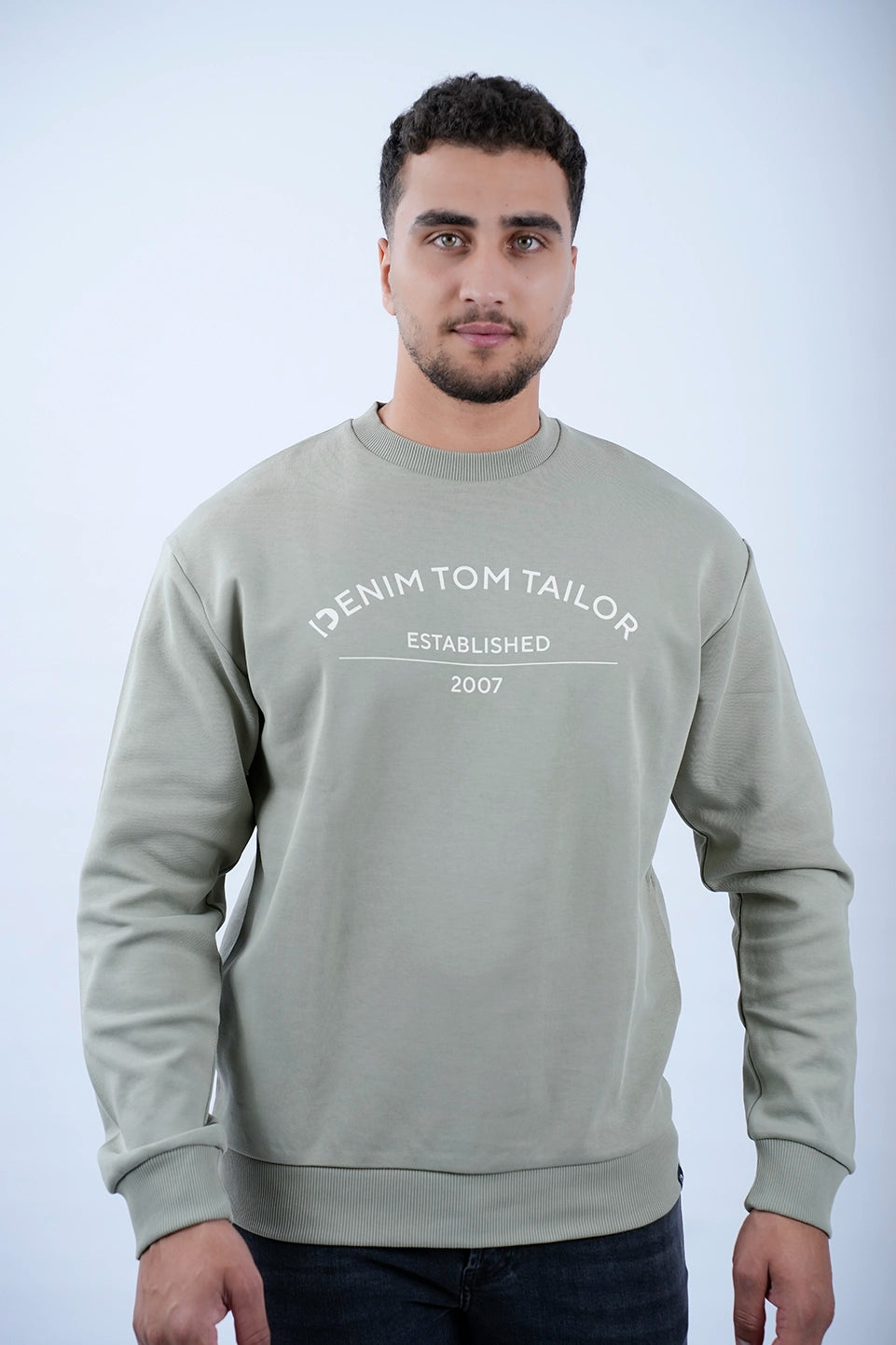 Laid-Back Wear Tom Tailor Light Khaki Sweater With Front Logo Design