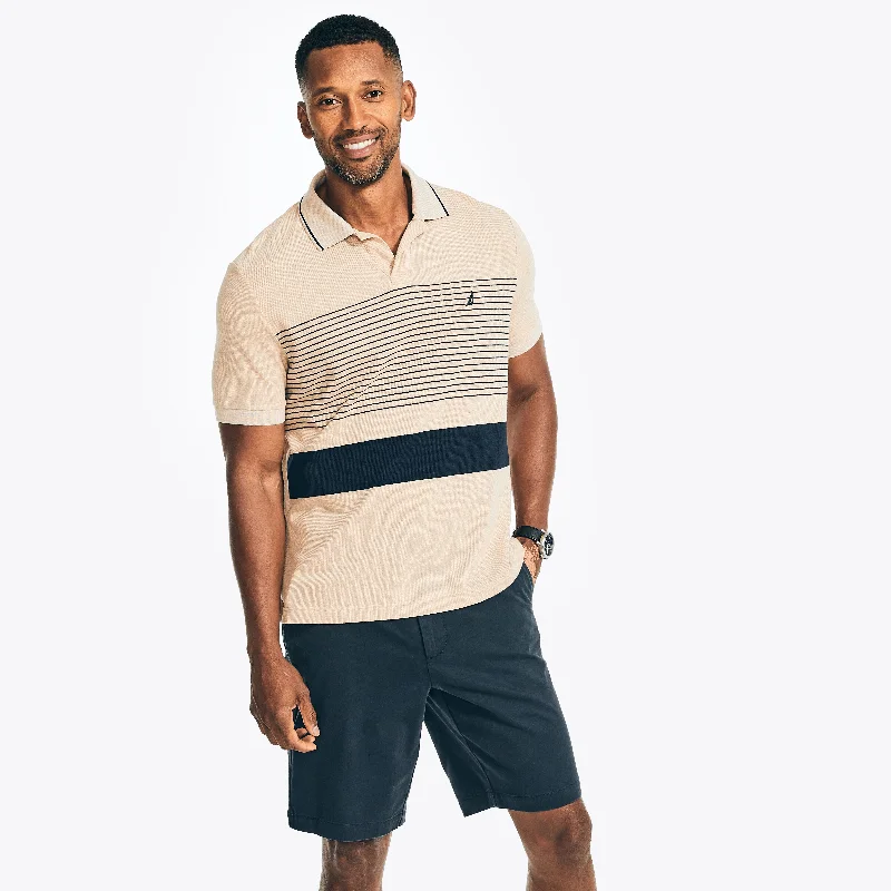 Soft Layers Nautica Mens Sustainably Crafted Classic Fit Chest-Stripe Polo