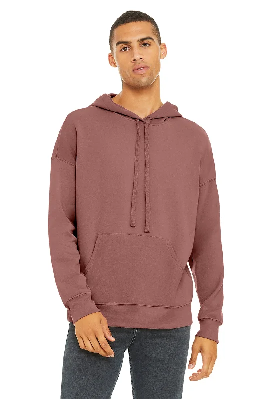 Sporty Styles Bella + Canvas Mens Sponge Fleece Hooded Sweatshirt Hoodie w/ Pouch Pocket - Mauve