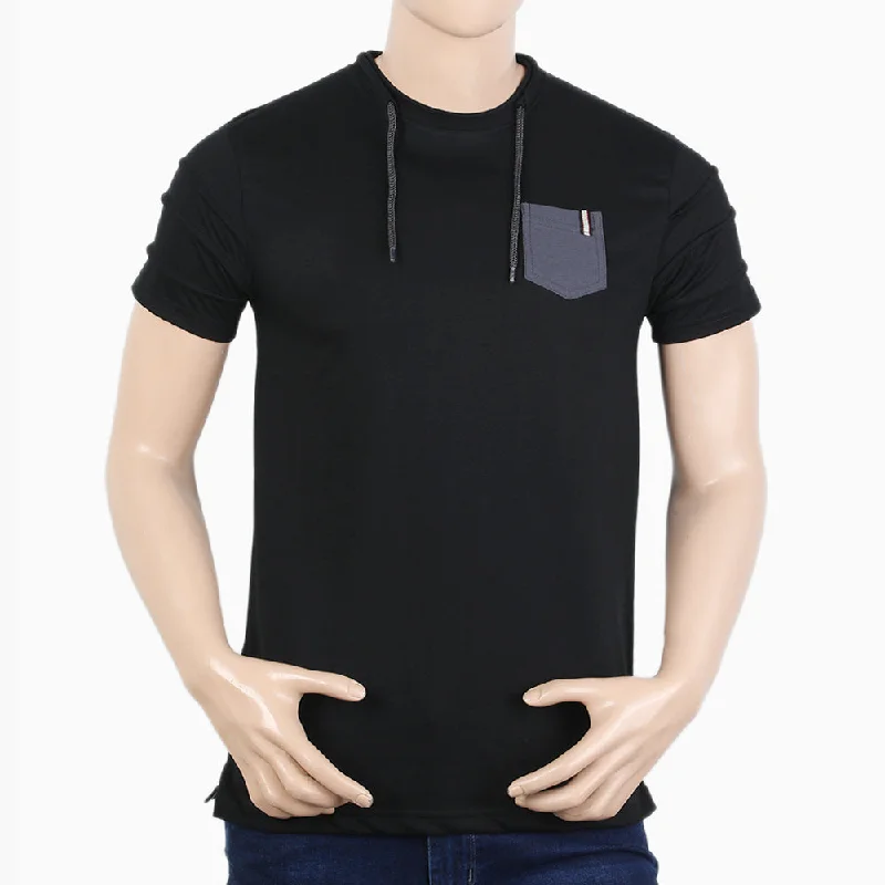 Casual Chic Men's Half Sleeves T-Shirt - Black