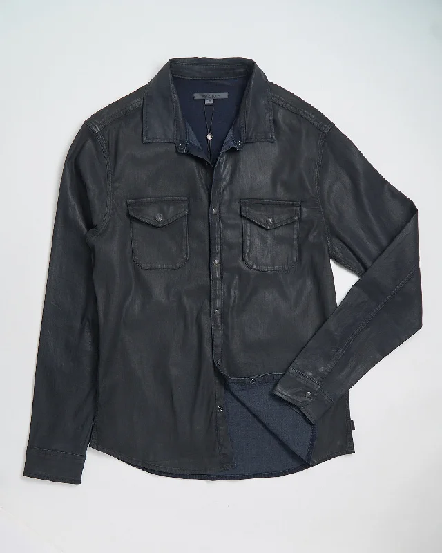 Casual Trends Marshall Western Shirt In Coated Denim