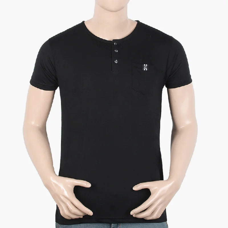 Basic Fashion Men's Half Sleeves T-Shirt - Black