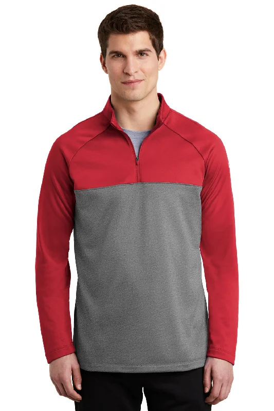 Boho Menswear Nike Mens Therma-Fit Moisture Wicking Fleece 1/4 Zip Sweatshirt - Gym Red/Heather Grey - Closeout