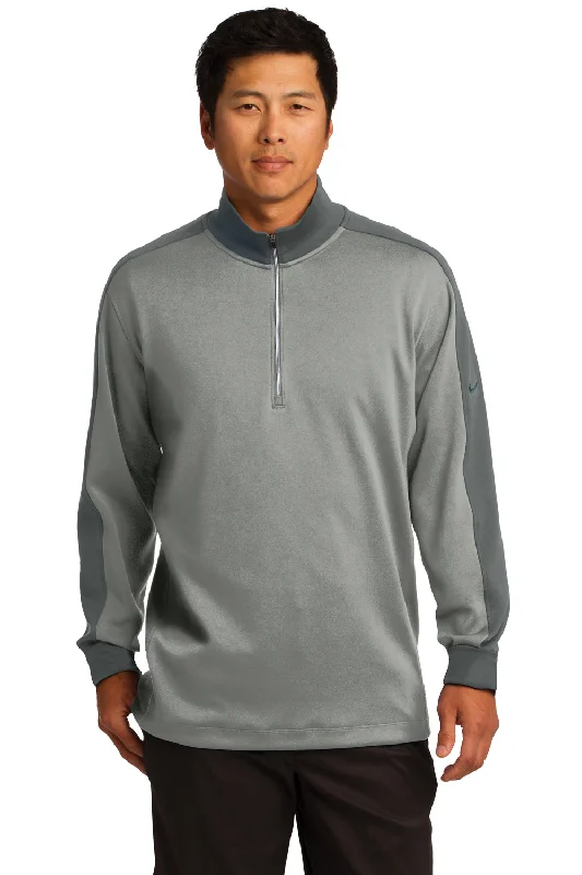 Slim-fit Trousers Nike Mens Dri-Fit Moisture Wicking 1/4 Zip Sweatshirt - Heather Grey/Dark Grey