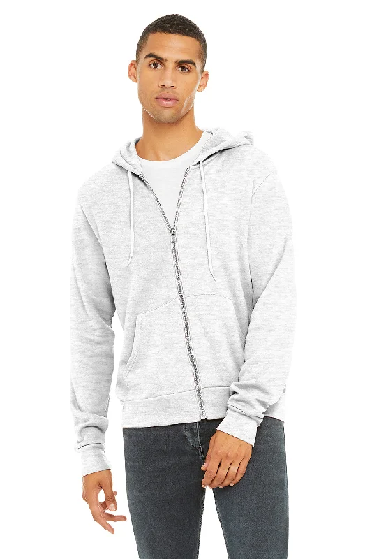 Athletic Gear Bella + Canvas Mens Sponge Fleece Hooded Sweatshirt Hoodie w/ Pouch Pocket - Ash Grey