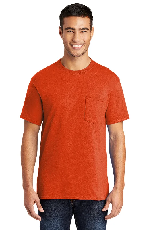 Sportswear Styles Port & Company Mens Core Short Sleeve Crewneck T-Shirt w/ Pocket - Orange