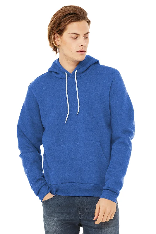 Smart Looks Bella + Canvas Mens Sponge Fleece Hooded Sweatshirt Hoodie w/ Pouch Pocket - Heather True Royal Blue