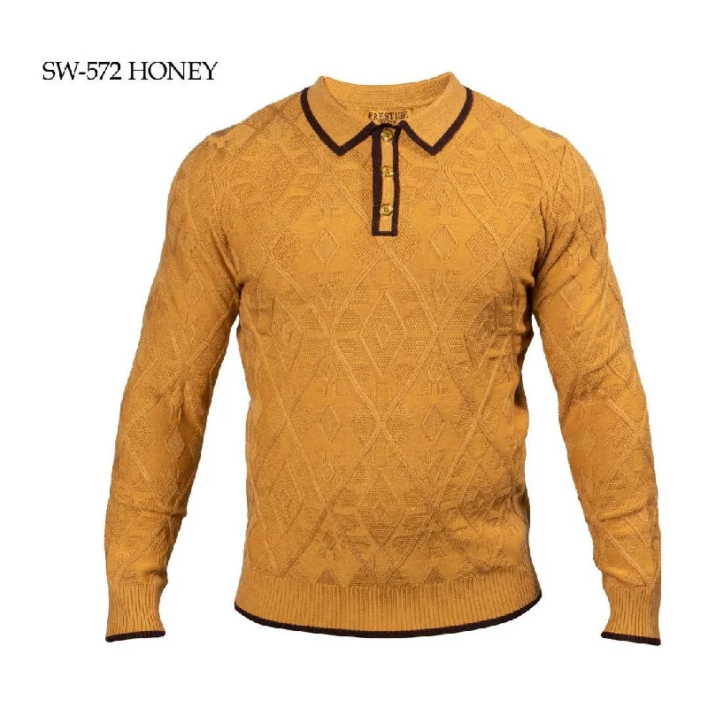 Comfy Styles Prestige Honey Brown Polo Sweater SW-572