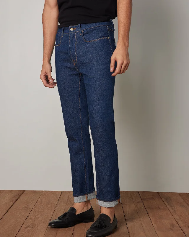 Everyday Wear Drip Slub Indigo Stretch Jeans