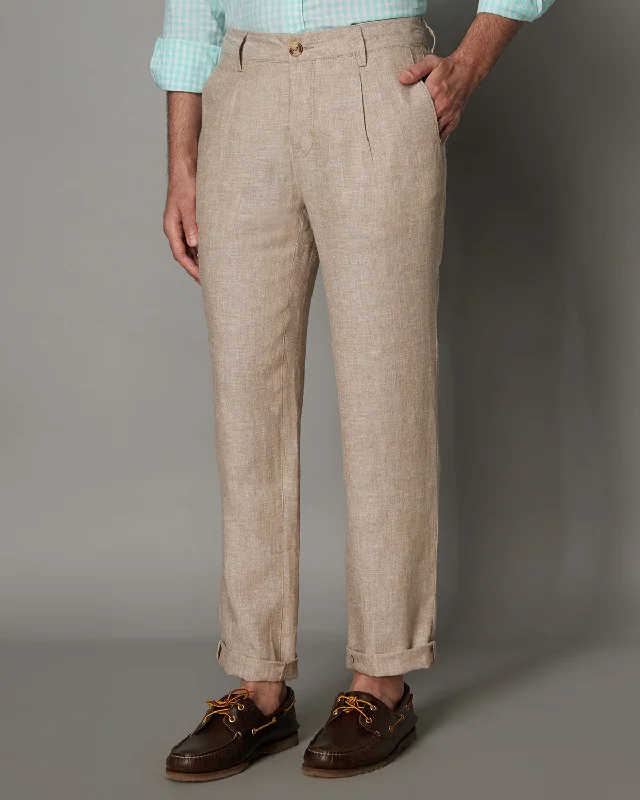 Everyday Outfits Elegant Linen Pants - Beige