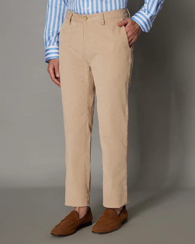 Smart Casual Stretch Corduroy Chinos - Beige