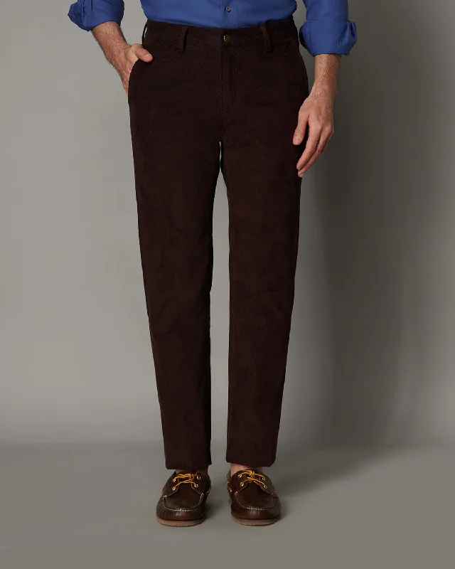 Printed Scarves Stretch Corduroy Chinos - Brown