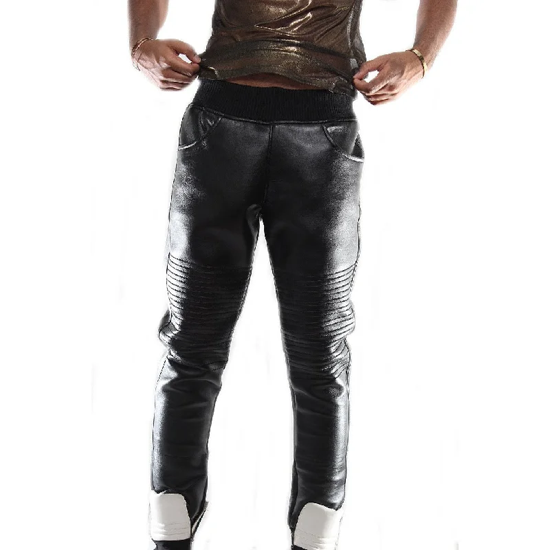 Practical Clothing Custom Black leather trouser with waist band