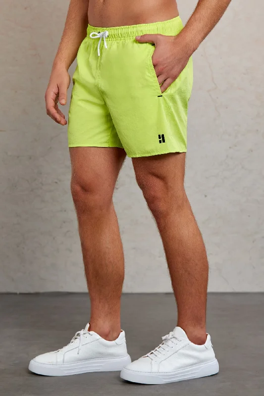 Smart Looks Dynamic Fit Side Pocket Plain Quick Dry Navy Swim Trunks, Green Y