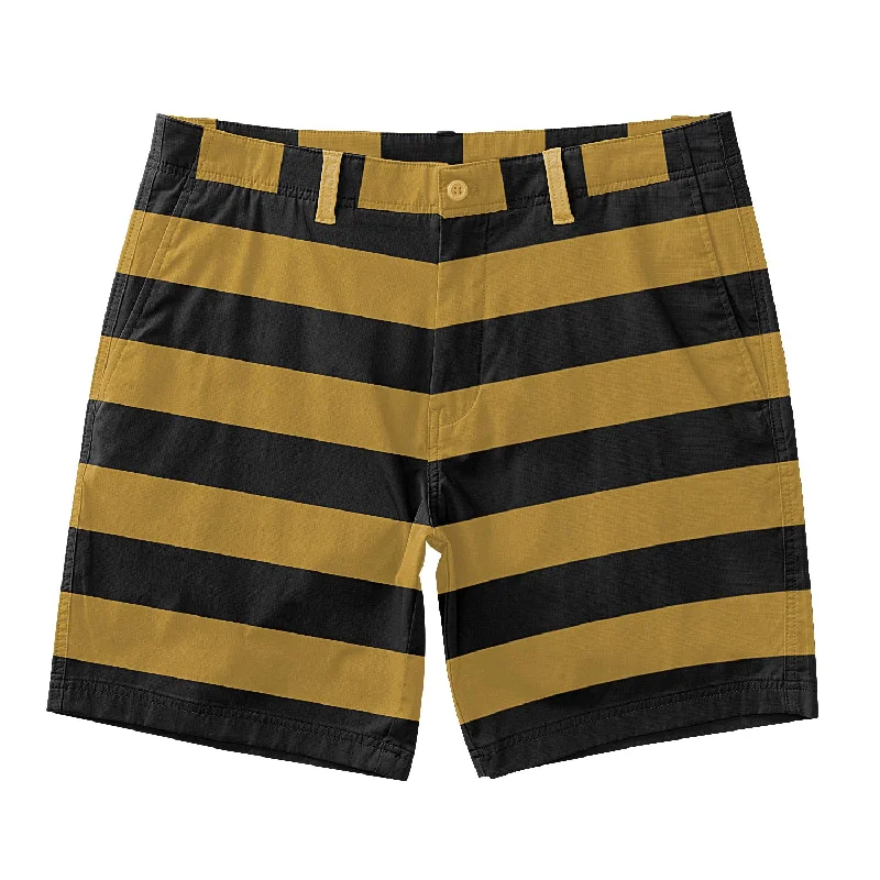 Stylish Looks Men's yellow vintage striped biker shorts