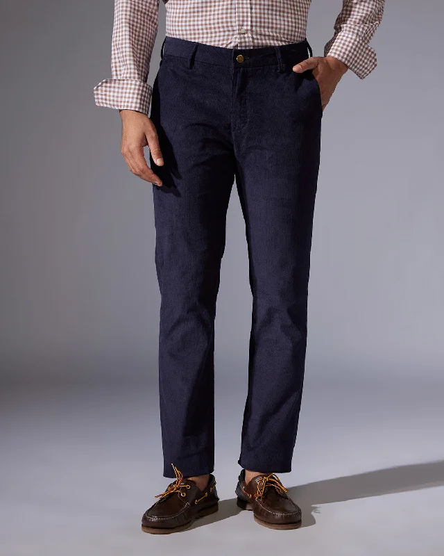 Casual Chic Regal Corduroy Stretch Chinos - Navy