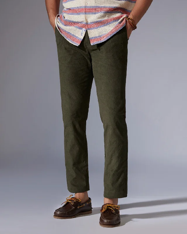 Sporty Chic Regal Corduroy Stretch Chinos - Olive