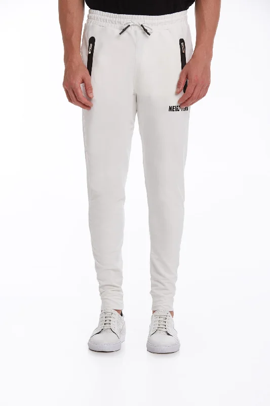 Relaxed Pants Regular Fit Cotton Blend White Sweatpants