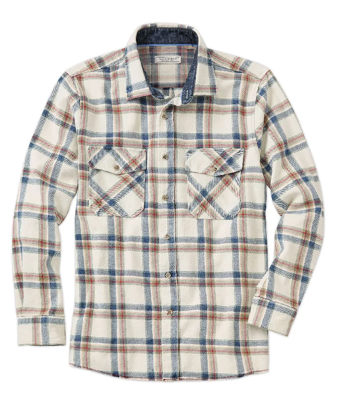 Sporty Suits Cotton-Twill Open Plaid Long Sleeve Sport Shirt