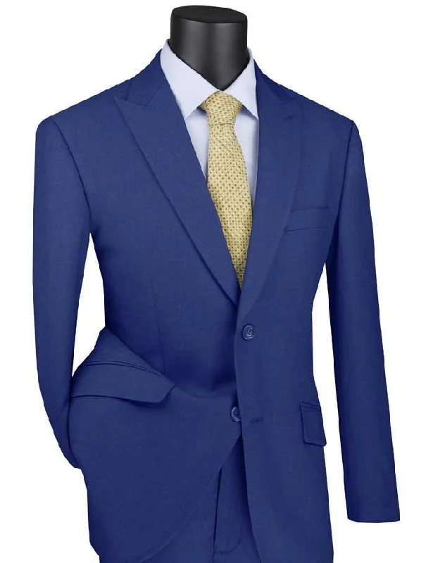 Cool Streetwear Blue Modern Fit Peak Lapel Suit