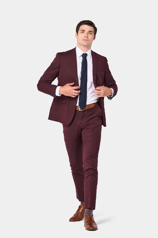 Casual Boots Burgundy Sharkskin 2 Button Suit