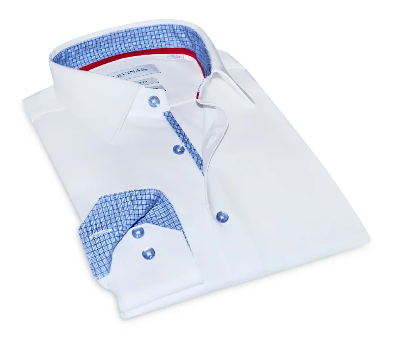 Casual Outfit Edward Super Stretch Button-Up Shirt With Contrast Details // White // Tailored Fit (Fitted)