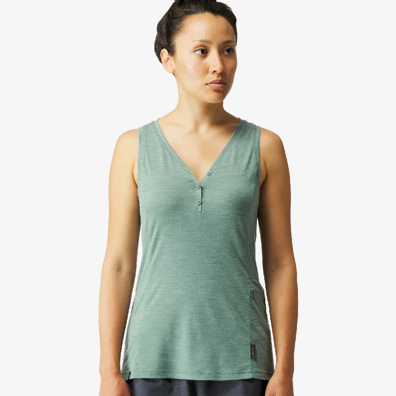 Stylish Sneakers Forclaz Women's merino wool Backpacking & travel tank top- Travel 500