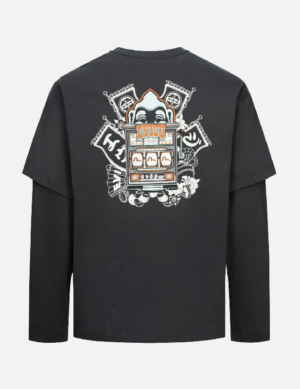 Timeless Apparel Godhead Slot Machine Print Loose Fit  Long-Sleeve T-Shirt