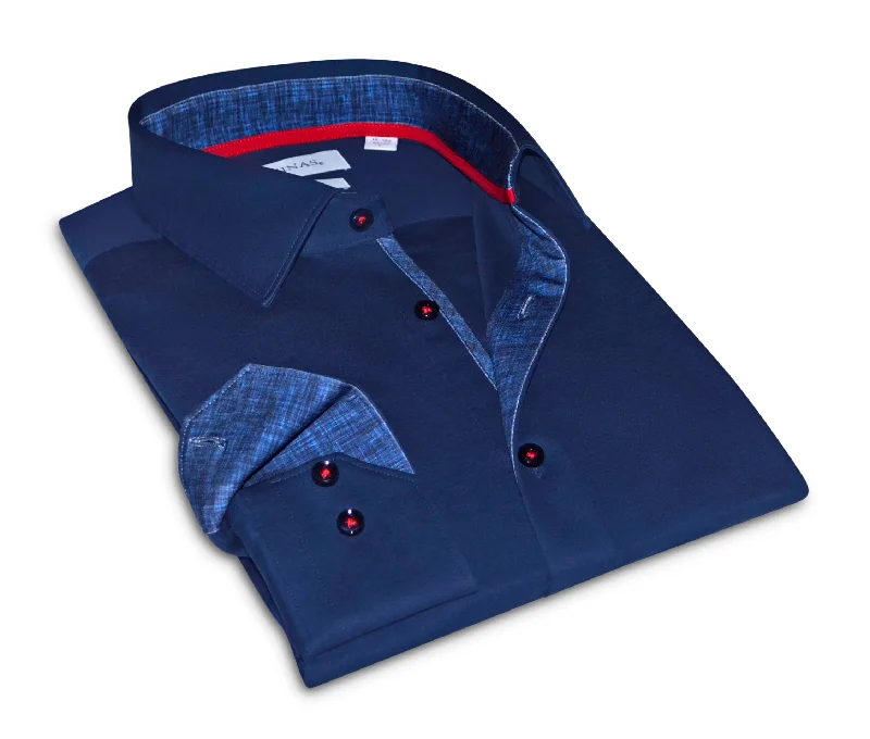 Outdoor Clothing Kevin Super Stretch Button-Up Shirt With Contrast Details // Navy // Tailored Fit (Fitted)