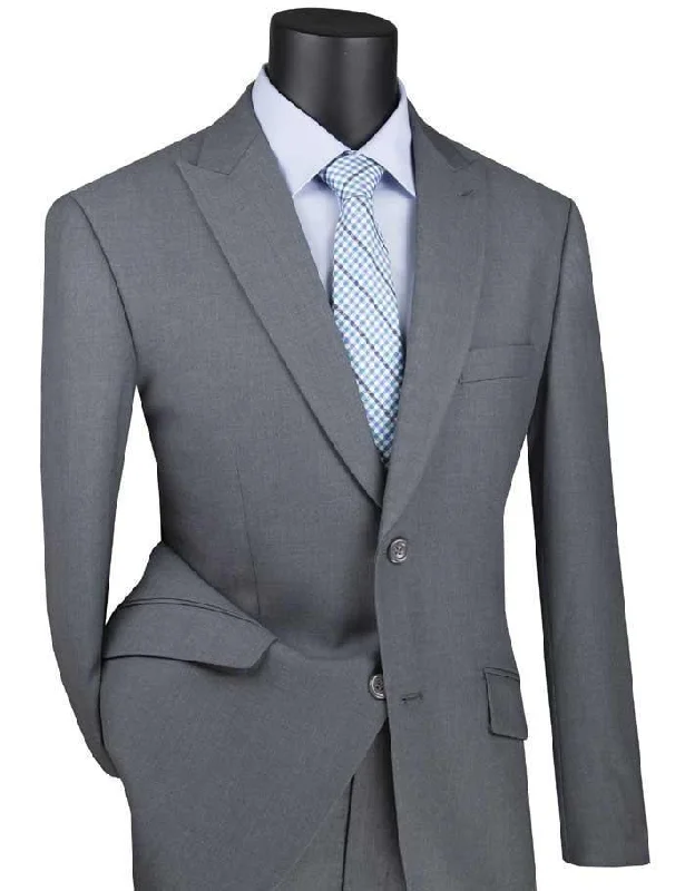 Lightweight Apparel Medium Gray Modern Fit Peak Lapel Suit