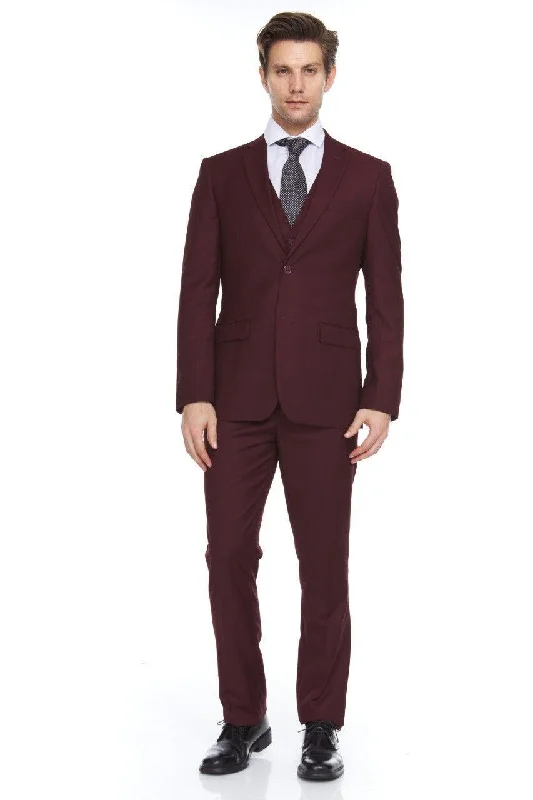 Outdoor Gear Ferera Collection-Men's 3 Piece Modern Fit Suit Color Burgundy