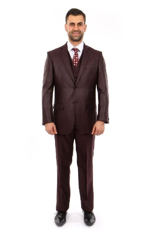 Comfy Hoodies TAZIO COLLECTION-BURGUNDY TEXTURED 3 PIECE SUIT