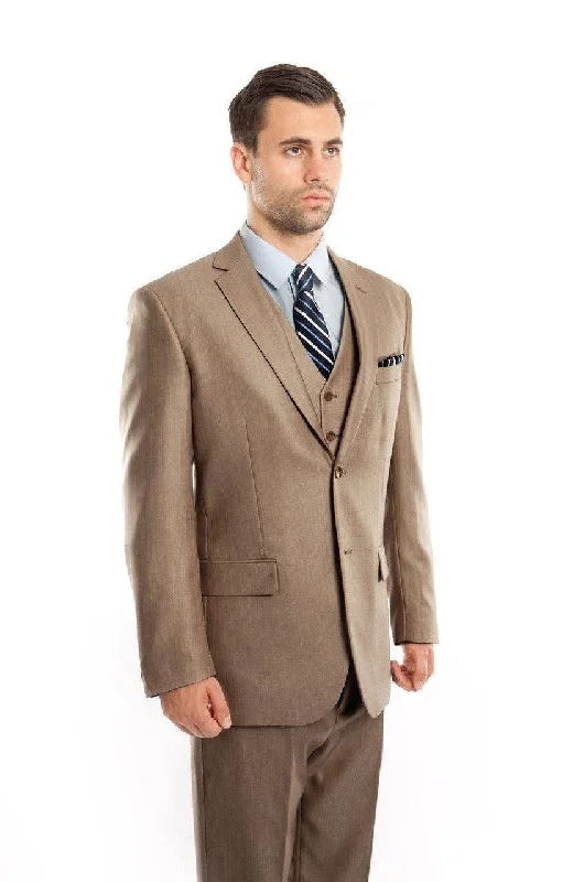 Cozy Pants TAZIO COLLECTION-DARK TAN TEXTURED 3 PIECE SUIT