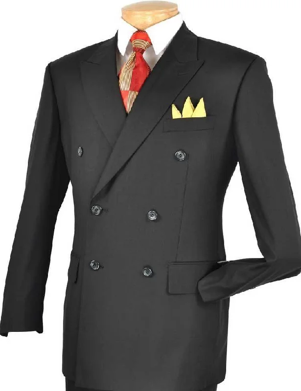 Weekend Wear Black Double Breasted Regular Fit Suit