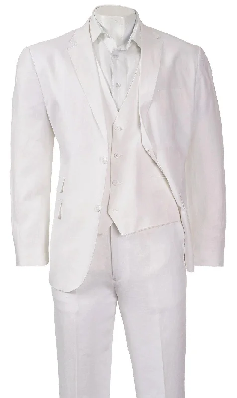 Comfy Styles Men's Linen 3 PC Suit color White by inSerch