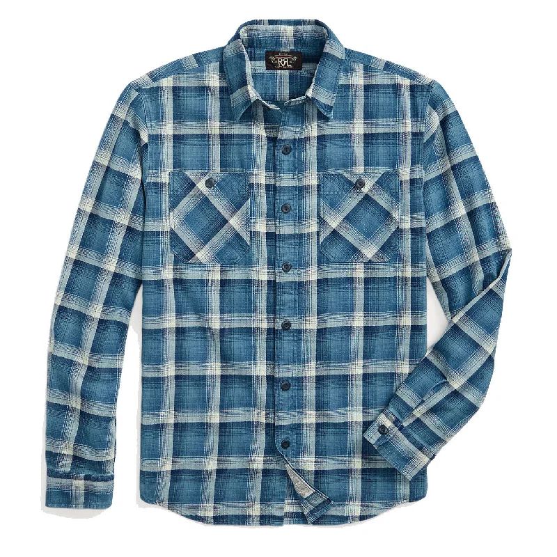 All-Season Outfits RRL by Ralph Lauren Plaid Twill Workshirt Indigo / Cream